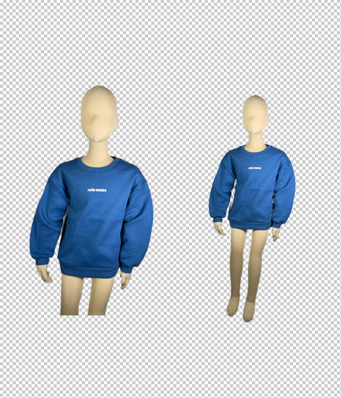 【COME HELL HIGH WATER】acid house KIDS SWEAT  -blue-